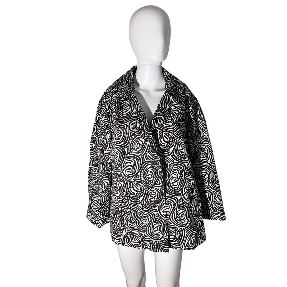 Rafaella Woman 1X Black & White Swirl Print Cotton